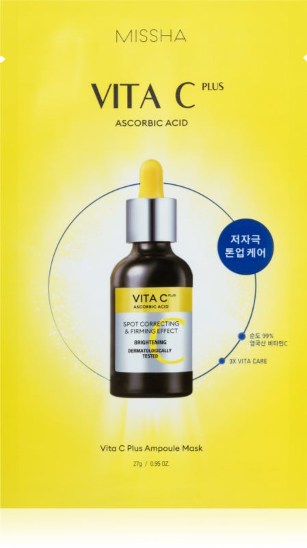 Missha Vita C Plus mască textilă iluminatoare cu vitamina C 27 g