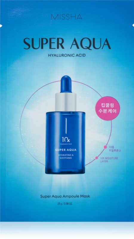 Missha Super Aqua 10 Hyaluronic Acid mască textilă hidratantă 28 g