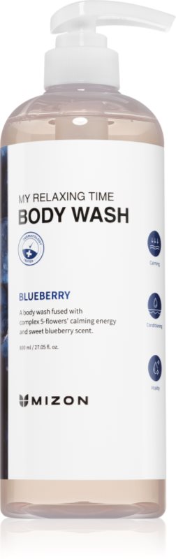 Mizon My Relaxing Time Sweet Blueberry gel calmant pentru dus cu efect de hidratare 800 ml