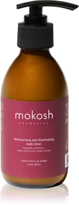 Mokosh Sweet Cherry & Amber loțiune de corp iluminatoare cu efect de hidratare 200 ml
