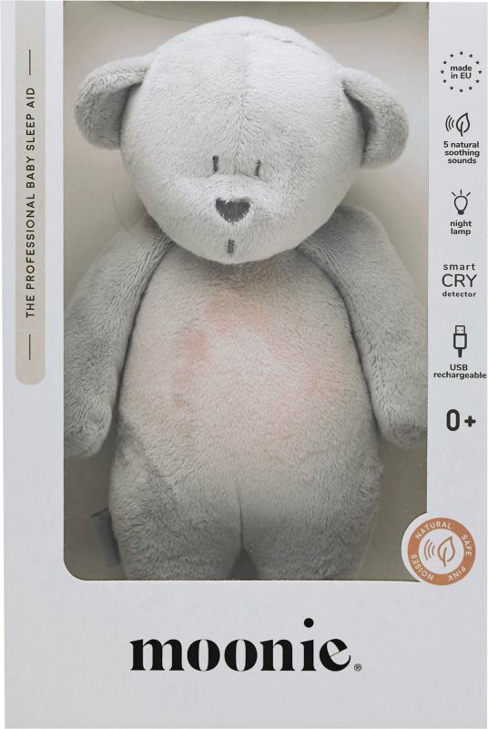 Moonie Bear 2.0 Organic Silver jucărie de adormit cu melodie 1 buc