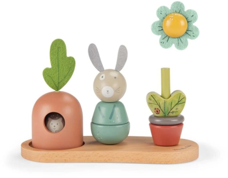 MOULIN ROTY Wooden Stack Up Toy Trois Petits Lapins jucărie cu activități din lemn 12m+ 1 buc