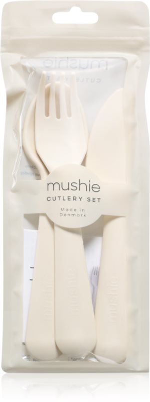 Mushie Cutlery tacâmuri pentru copii 3y+ Ivory 3 buc