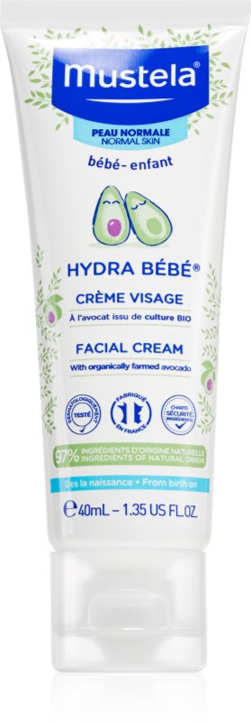 Mustela Bébé Hydra Bébé crema de fata hidratanta pentru nou-nascuti si copii 40 ml