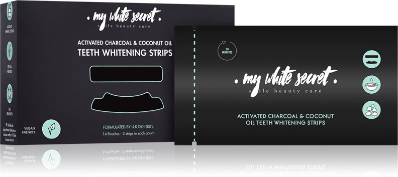 My White Secret Charcoal and Coconut Oil benzi pentru ablirea dintilor pentru dinti 14 buc