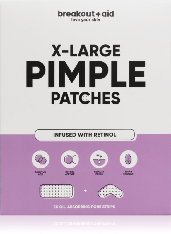 breakout + aid Pimple Patches X-Large tratament topic pentru acnee cu retinol 5 buc