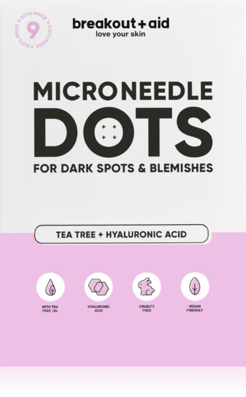 breakout + aid Microneedle Dots tratament local cu microace pentru pete întunecate cauzate de acnee 9 buc