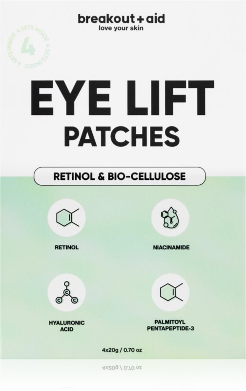 breakout + aid Eye Lift Patches plasture antirid pentru zona de sub ochi cu retinol 4 buc