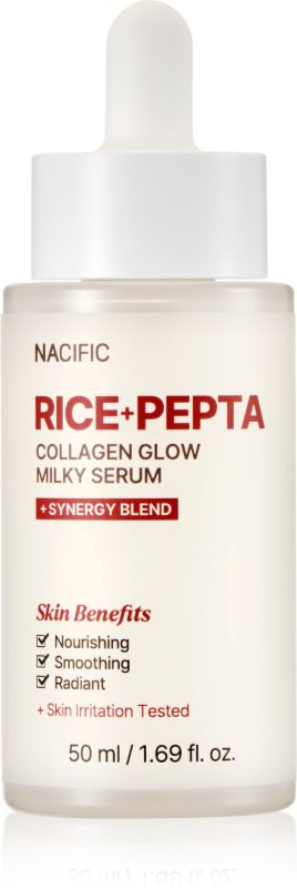 Nacific Rice + Pepta Collagen Glow Milky Serum ser facial cu efect iluminator cu efect de hidratare 50 ml