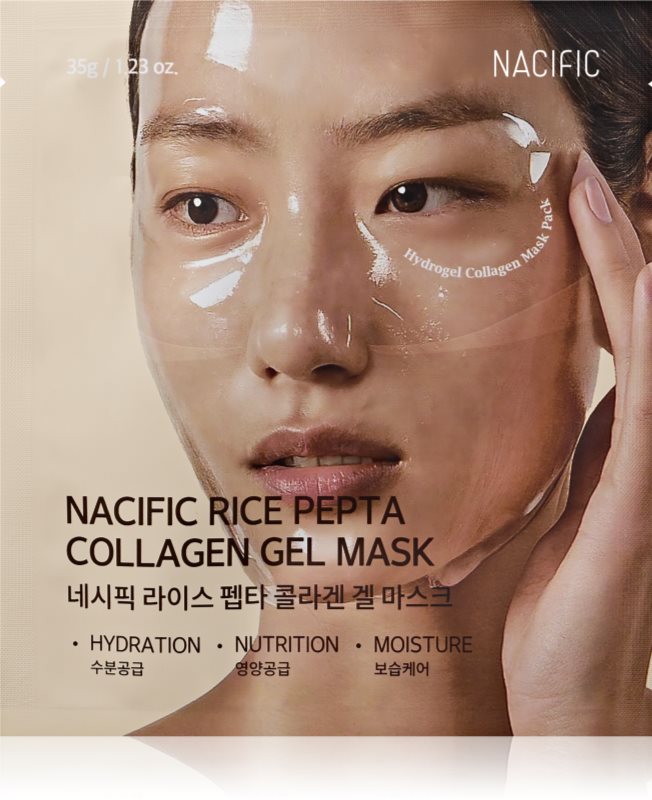 Nacific Rice + Pepta Collagen Gel Mask mască textilă hidratantă pentru strălucirea și netezirea pielii 1 buc