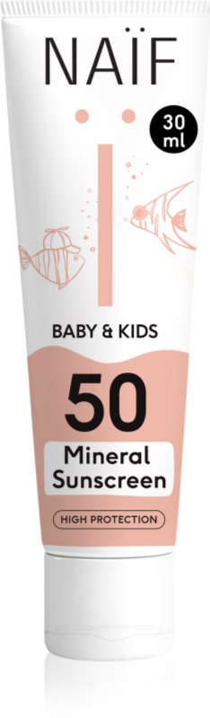 Naif Baby & Kids Mineral Sunscreen SPF 50 crema pentru protectie solara pentru bebeluși și copii mici
