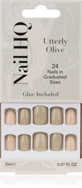Nail HQ Square unghii artificiale Utterly Olive 24 buc