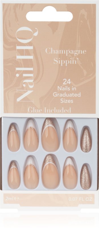Nail HQ Almond unghii artificiale Sparkling Wine Sippin' 24 buc