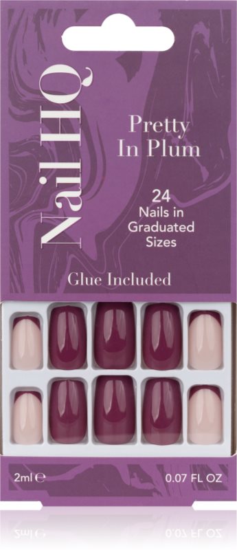 Nail HQ Square unghii artificiale Pretty In Plum 24 buc