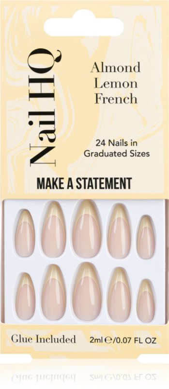 Nail HQ Almond Lemon French unghii artificiale cu lipici 24 buc