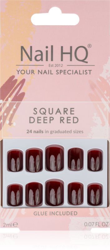 Nail HQ Square unghii artificiale Deep Red 24 buc