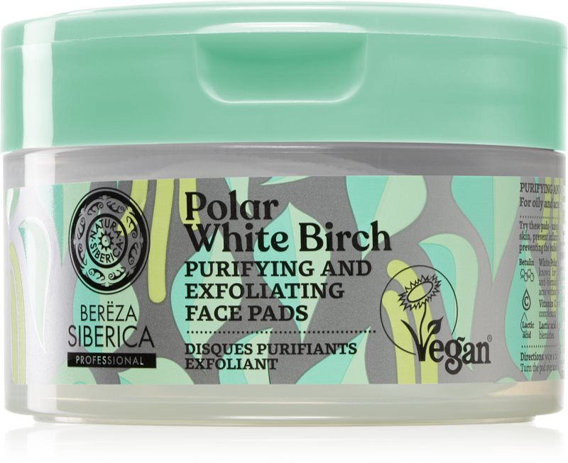 Natura Siberica Polar White Birch discuri pentru indepartarea impuritatilor pentru ten gras si problematic 20 buc