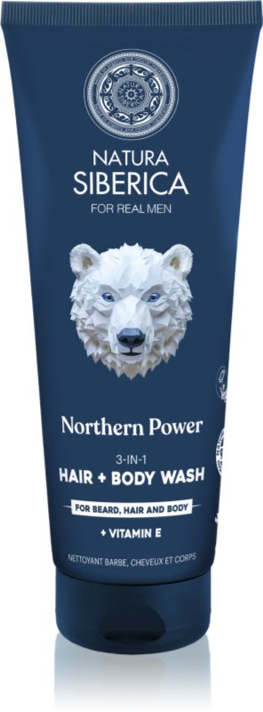 Natura Siberica Arctic Wild Northern Power gel de curățare pentru păr, barbă și corp pentru bărbați 200 ml