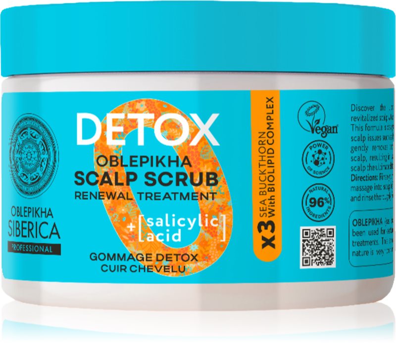 Natura Siberica Oblepikha Siberica Detox peeling cu efect detoxifiant pentru toate tipurile de par 300 ml