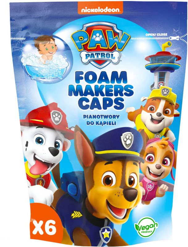 Nickelodeon Paw Patrol Foam Makers Caps spuma de baie pentru copii 6x16 g