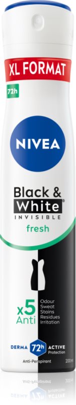 NIVEA Black & White Invisible Fresh spray anti-perspirant pentru femei 200 ml