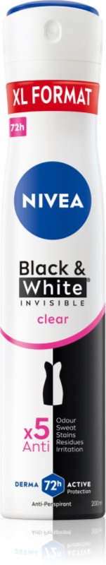 NIVEA Black & White Invisible Clear spray anti-perspirant pentru femei 200 ml