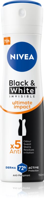 NIVEA Invisible Black & White Ultimate Impact spray anti-perspirant pentru femei 150 ml
