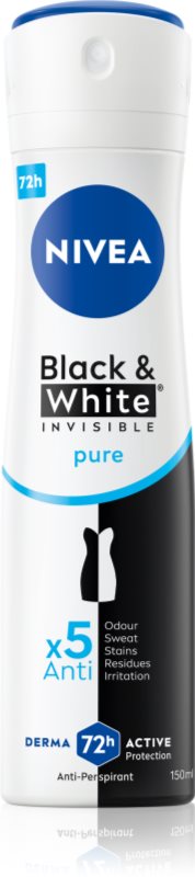 NIVEA Invisible Black & White Pure deodorant antiperspirant împotriva petelor albe și galbene 150 ml