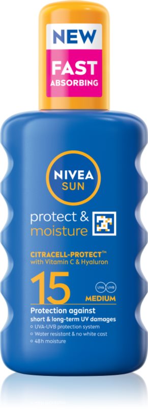 NIVEA SUN Protect & Moisture spray pentru bronzat SPF 15 200 ml