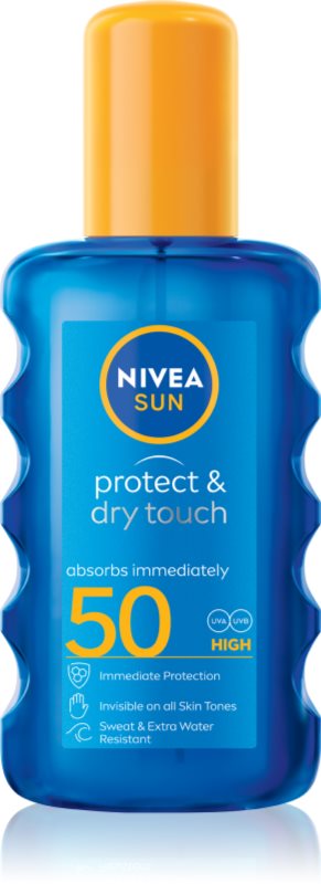 NIVEA SUN Protect & Dry Touch spray transparent pentru bronzat SPF 50 200 ml
