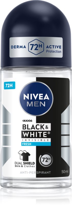 NIVEA MEN Invisible Black & White Fresh deodorant roll-on antiperspirant pentru barbati 50 ml
