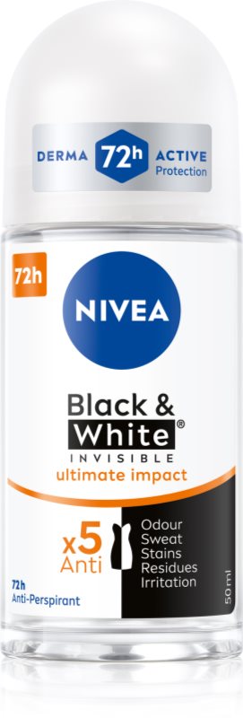 NIVEA Invisible Black & White Ultimate Impact deodorant roll-on antiperspirant pentru femei 50 ml