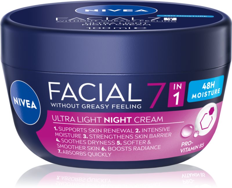 NIVEA Facial Night cremă ușoară de noapte 7 in 1 100 ml