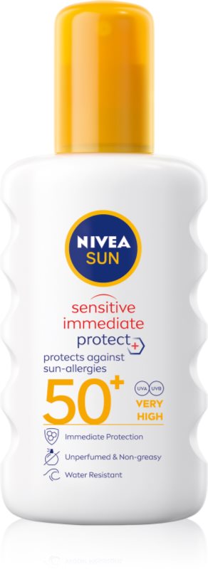 NIVEA SUN Sensitive Immediate spray protector pentru plajă SPF 50+ 200 ml