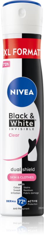 NIVEA Black & White Invisible Clear spray anti-perspirant pentru femei 200 ml