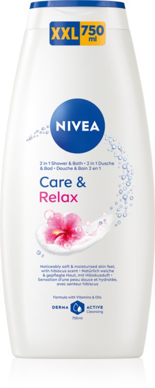 NIVEA Care & Relax 2 in 1 spuma de baie si gel de dus 750 ml