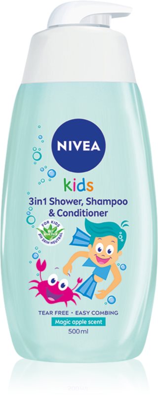 NIVEA Kids Magic Apple gel de duș și șampon delicat pentru copii 3 in 1 500 ml