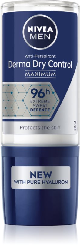 NIVEA MEN Derma Dry Control deodorant roll-on antiperspirant pentru barbati 50 ml