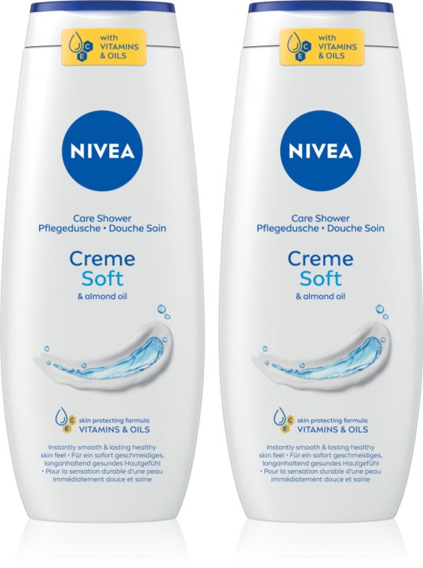 NIVEA Creme Soft gel calmant pentru dus ambalaj economic 2 x 500 ml