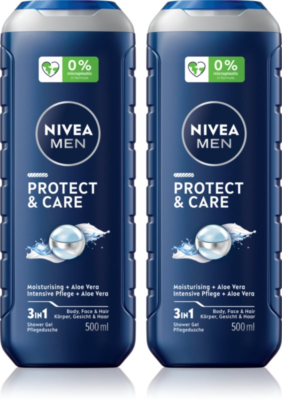NIVEA MEN Protect & Care gel de dus pentru față, corp și păr ambalaj economic 2 x 500 ml
