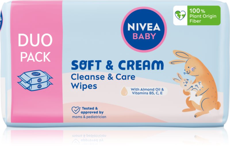 NIVEA BABY Soft & Cream servetele delicate pentru copii 2x57 buc