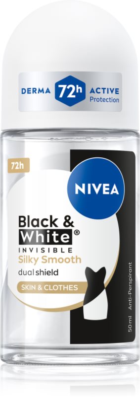 NIVEA Invisible Black & White Silky Smooth deodorant roll-on antiperspirant pentru femei 50 ml