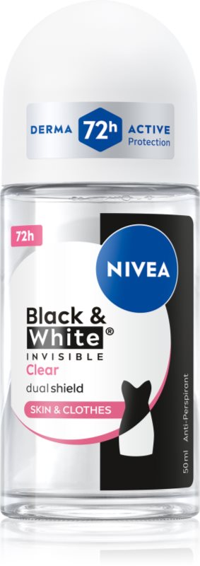 NIVEA Invisible Black & White Clear deodorant roll-on antiperspirant pentru femei 50 ml