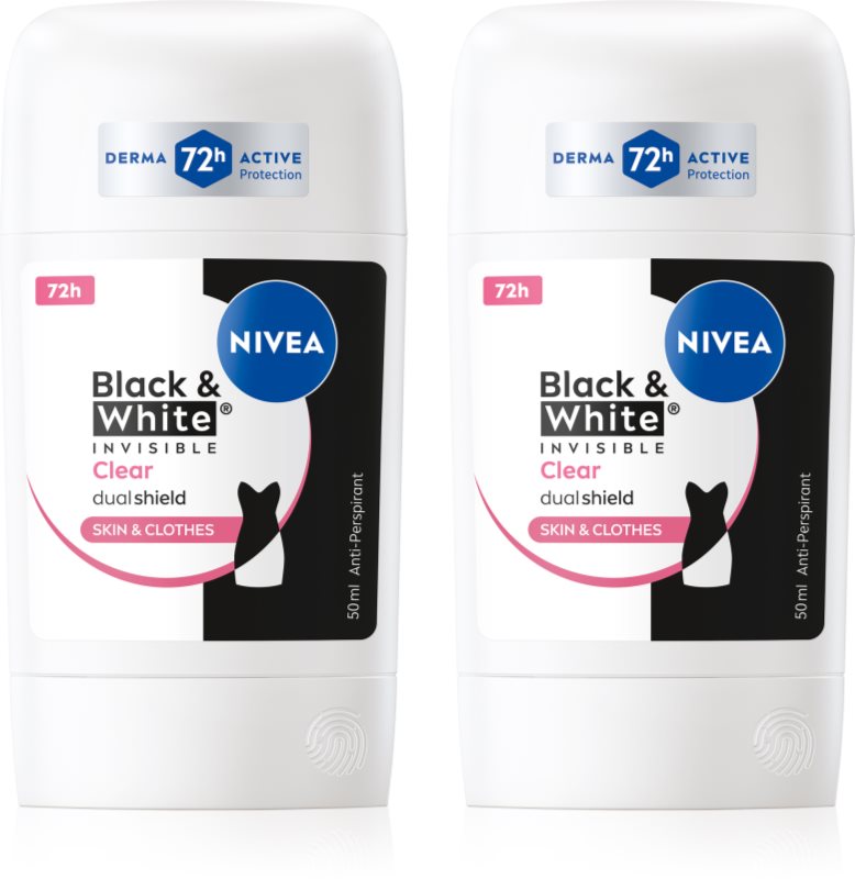 NIVEA Black & White Invisible Clear antiperspirant puternic ambalaj economic