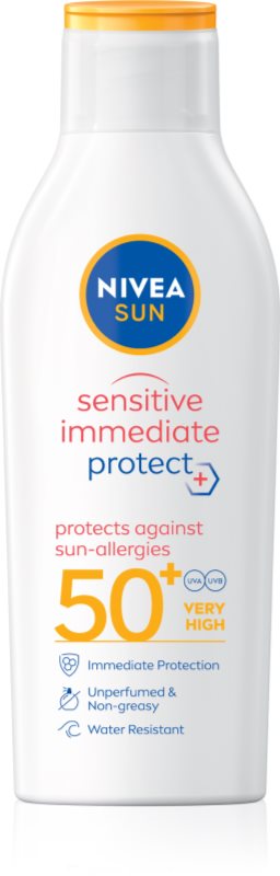 NIVEA SUN Sensitive Immediate lotiune de plaja pentru pielea sensibila SPF 50+ 200 ml