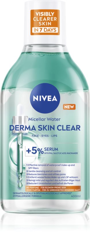NIVEA Derma Skin Clear apa pentru curatare cu particule micele impotriva imperfectiunilor pielii 400 ml