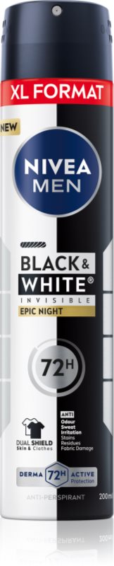 NIVEA MEN Black & White Epic Night spray anti-perspirant pentru barbati 200 ml