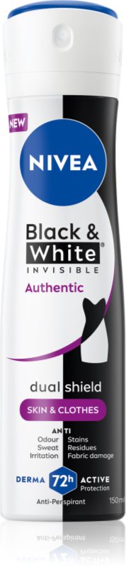 NIVEA Black & White Authentic spray anti-perspirant 72 ore