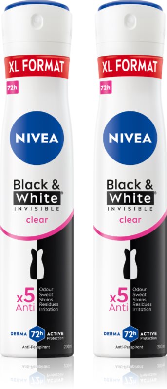 NIVEA Black & White Invisible Clear spray anti-perspirant ambalaj economic