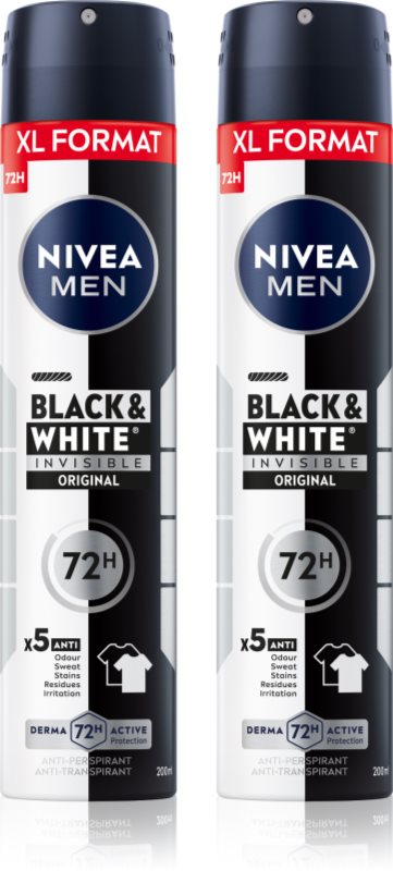 NIVEA MEN Black & White Invisible Original spray anti-perspirant ambalaj economic